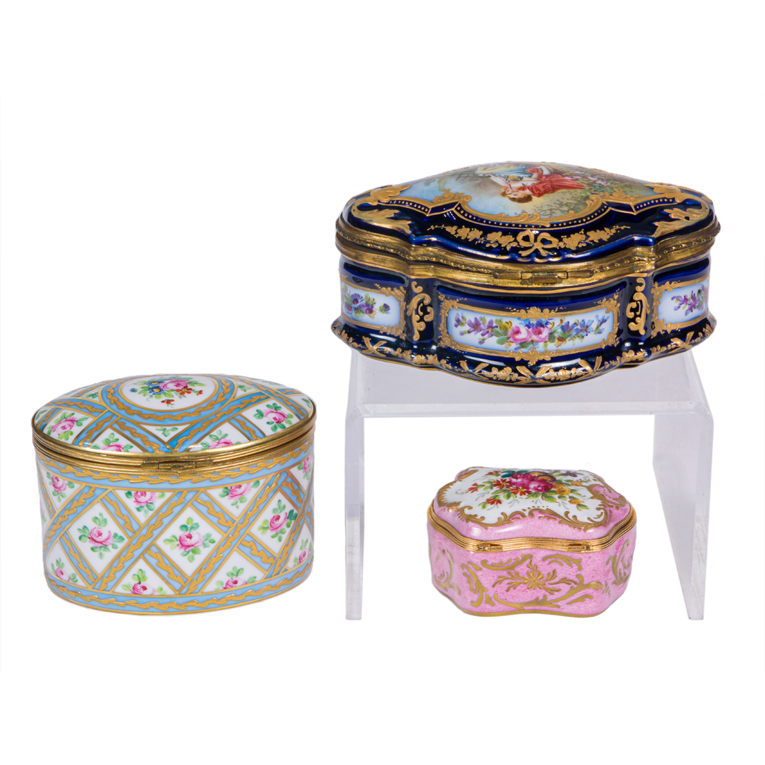 (LOT OF 3) SEVRES STYLE GILT BRONZE