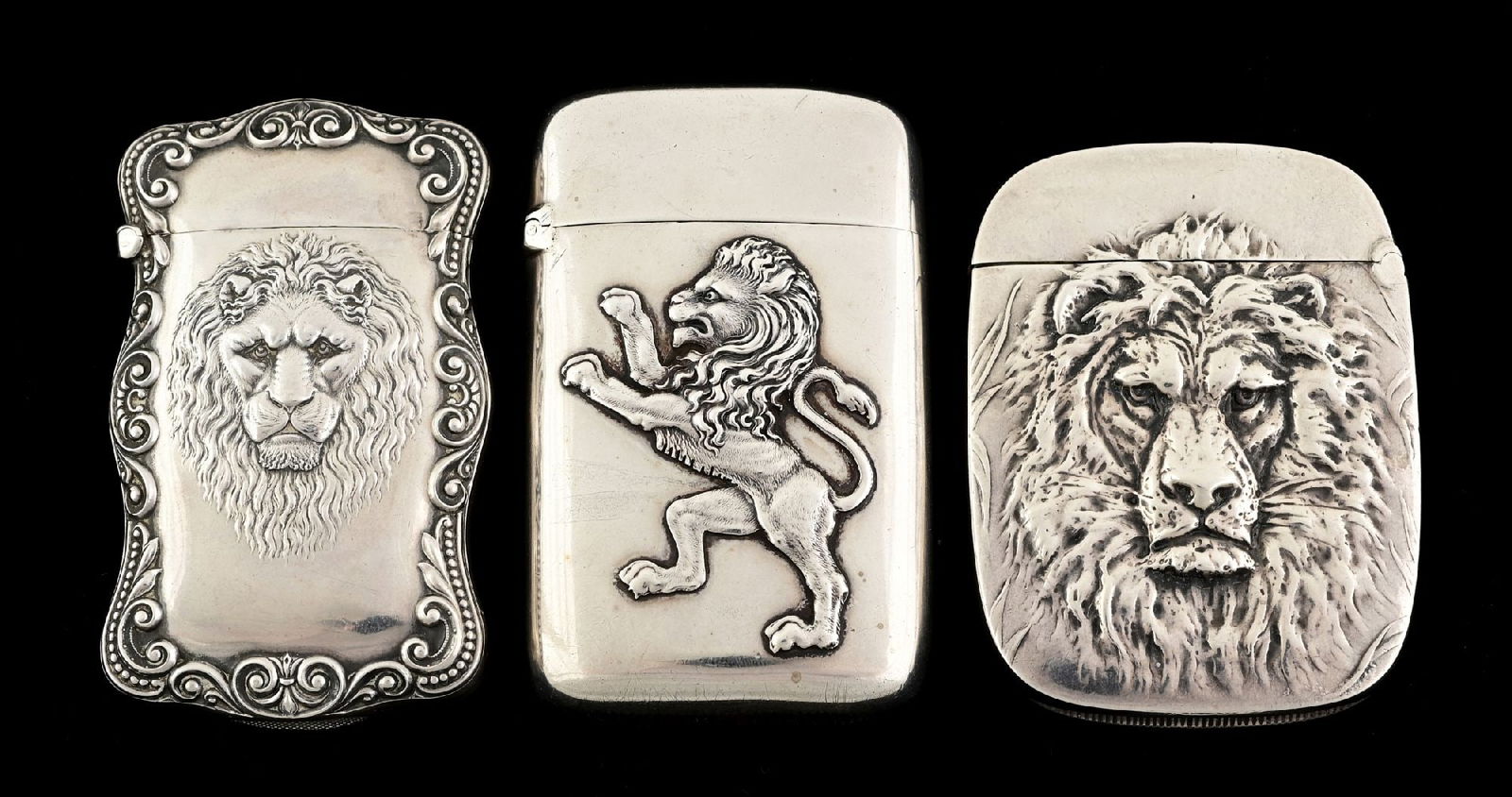 LOT OF 3: STERLING SILVER LION