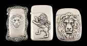 LOT OF 3: STERLING SILVER LION