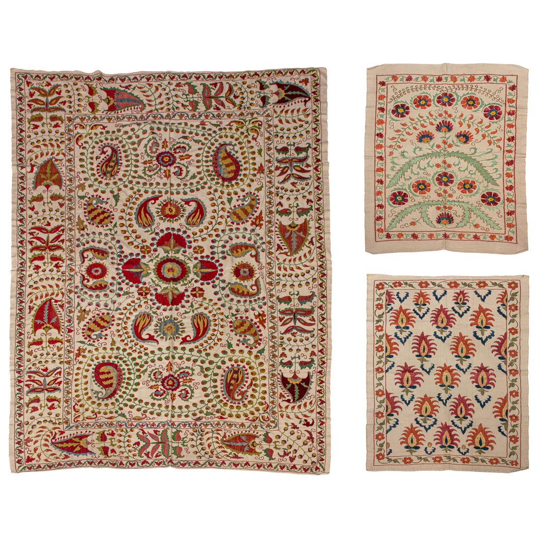 (LOT OF 3) SUZANI EMBROIDERED