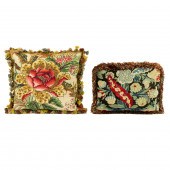 (LOT OF 3) TWO NEEDLEPOINT PIL