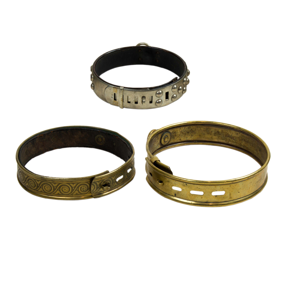 (LOT OF 3) VICTORIAN DOG COLLARS