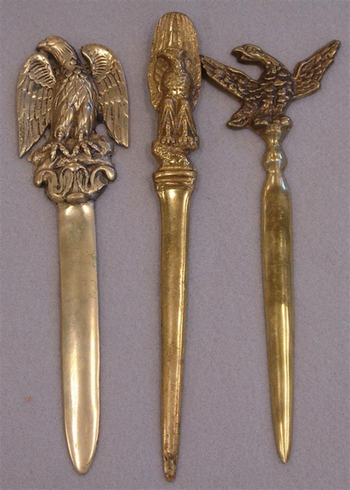 Lot of 3 vintage brass eagle letter