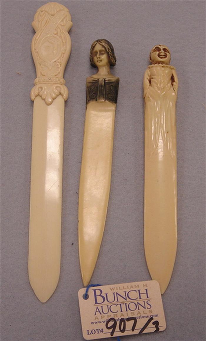 Lot of 3 vintage letter openers. 