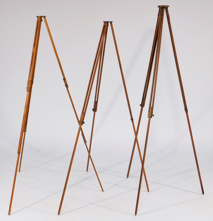 LOT OF 3  WOODEN TRIPODS Lot of
