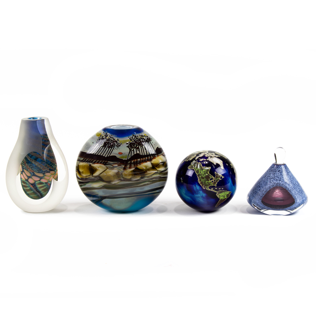 (LOT OF 4) AMERICAN STUDIO GLASS