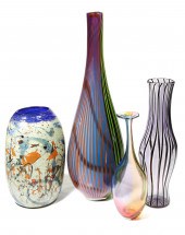(LOT OF 4) ART GLASS GROUP (lo