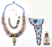 LOT OF 4: BEADED GUN HOLSTER,