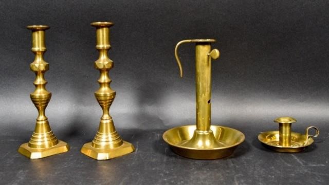 LOT OF 4 BRASS CANDLESTICKSLot of 4