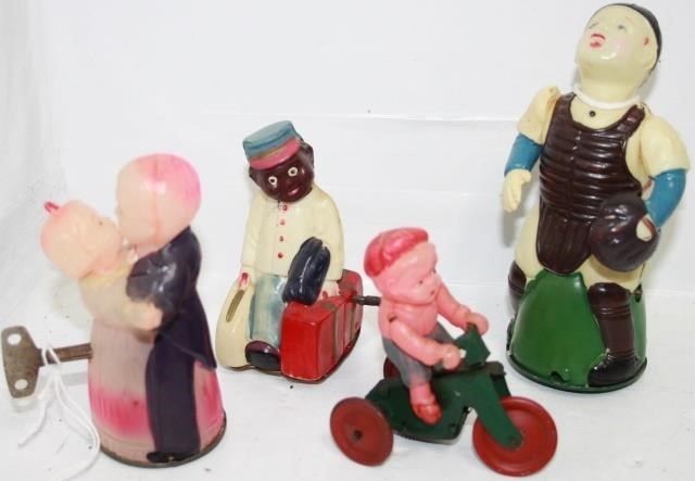 LOT OF 4 CELLULOID WIND-UP TOYS