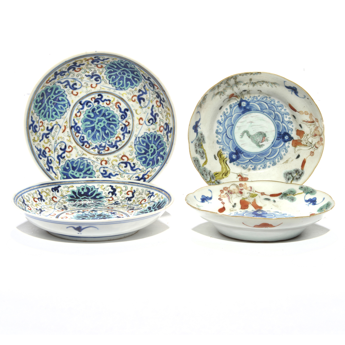 (LOT OF 4) CHINESE DOUCAI SAUCER