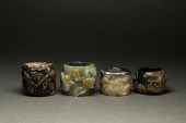 (LOT OF 4) CHINESE MOTTLED JAD