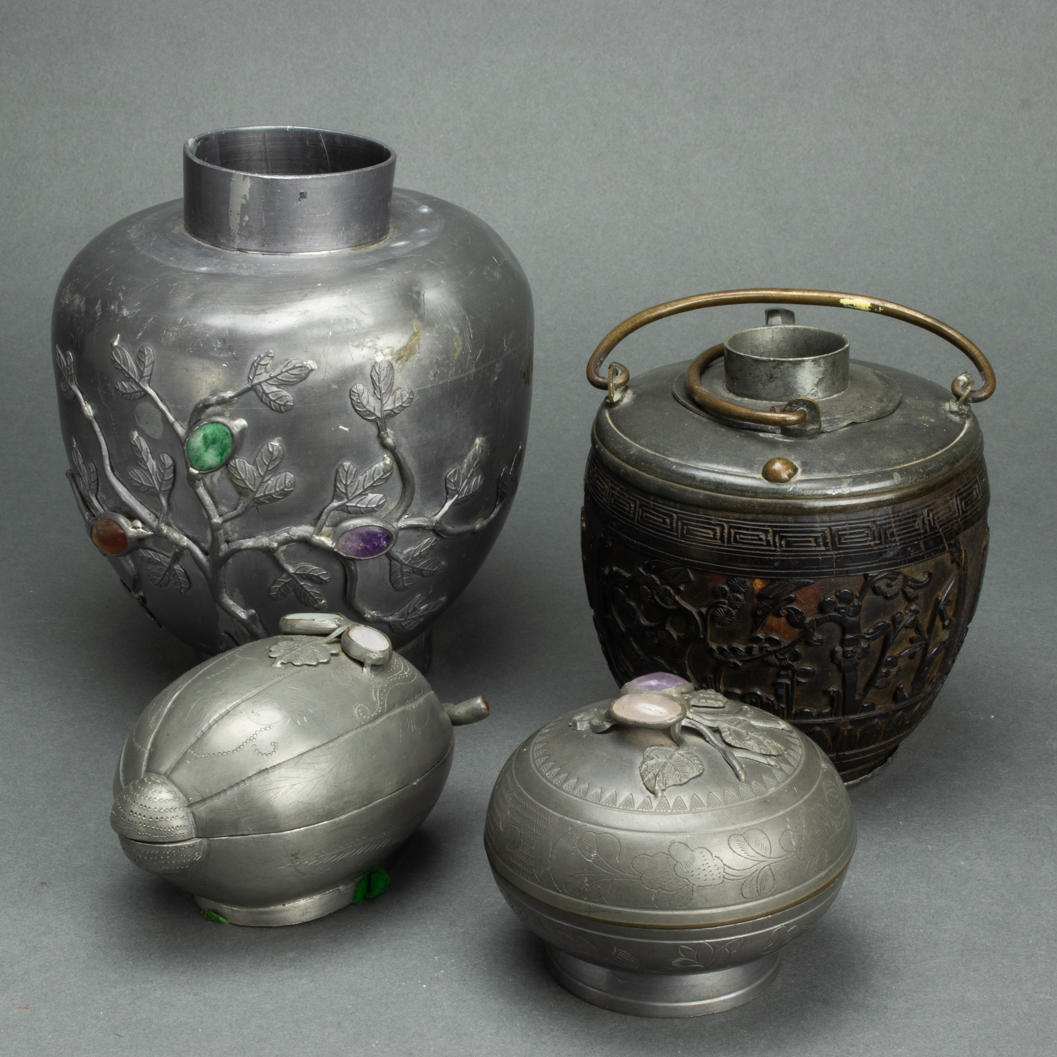(LOT OF 4) CHINESE PEWTER