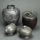 (LOT OF 4) CHINESE PEWTER CONT