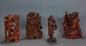 (LOT OF 4) CHINESE WOOD DAOIST