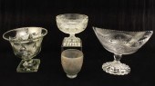 LOT OF 4 CRYSTAL FOOTED VESSEL