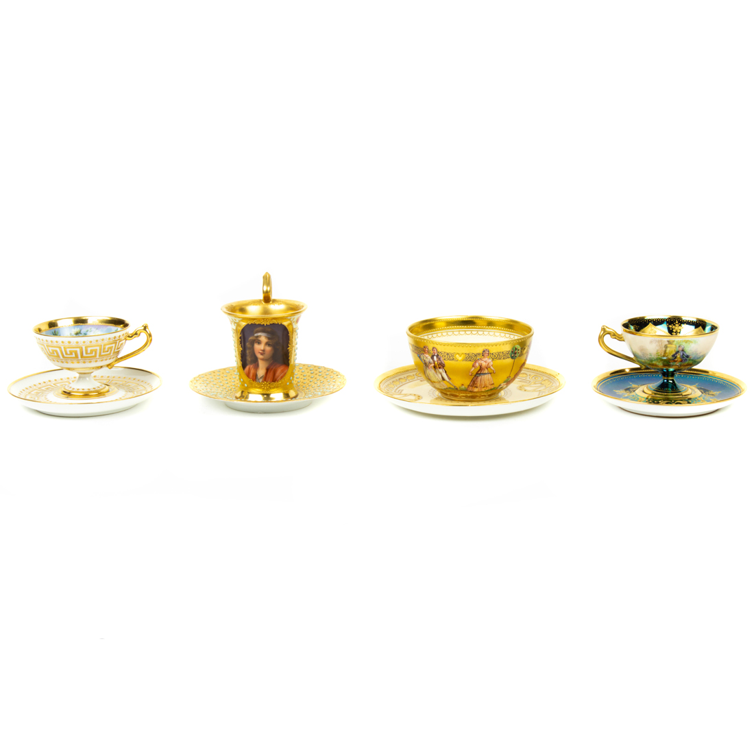 (LOT OF 4) DRESDEN PORCELAIN