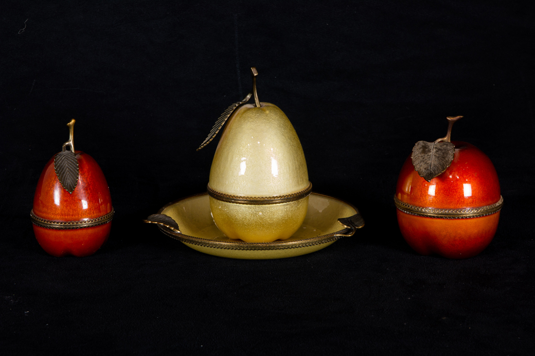 (LOT OF 4) EVANS ENAMELED BRASS