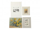 LOT OF 4 FINE ART WORKS: MAE D