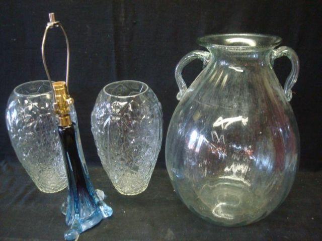 Lot of 4 Glass Items. Pair of Art