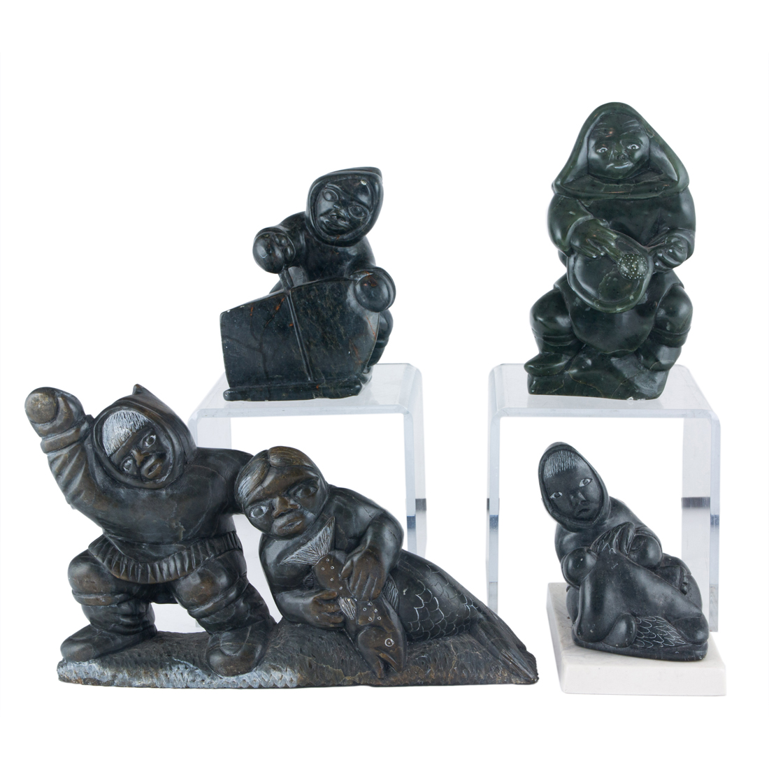 (LOT OF 4) INUIT STONE SCULPTURES