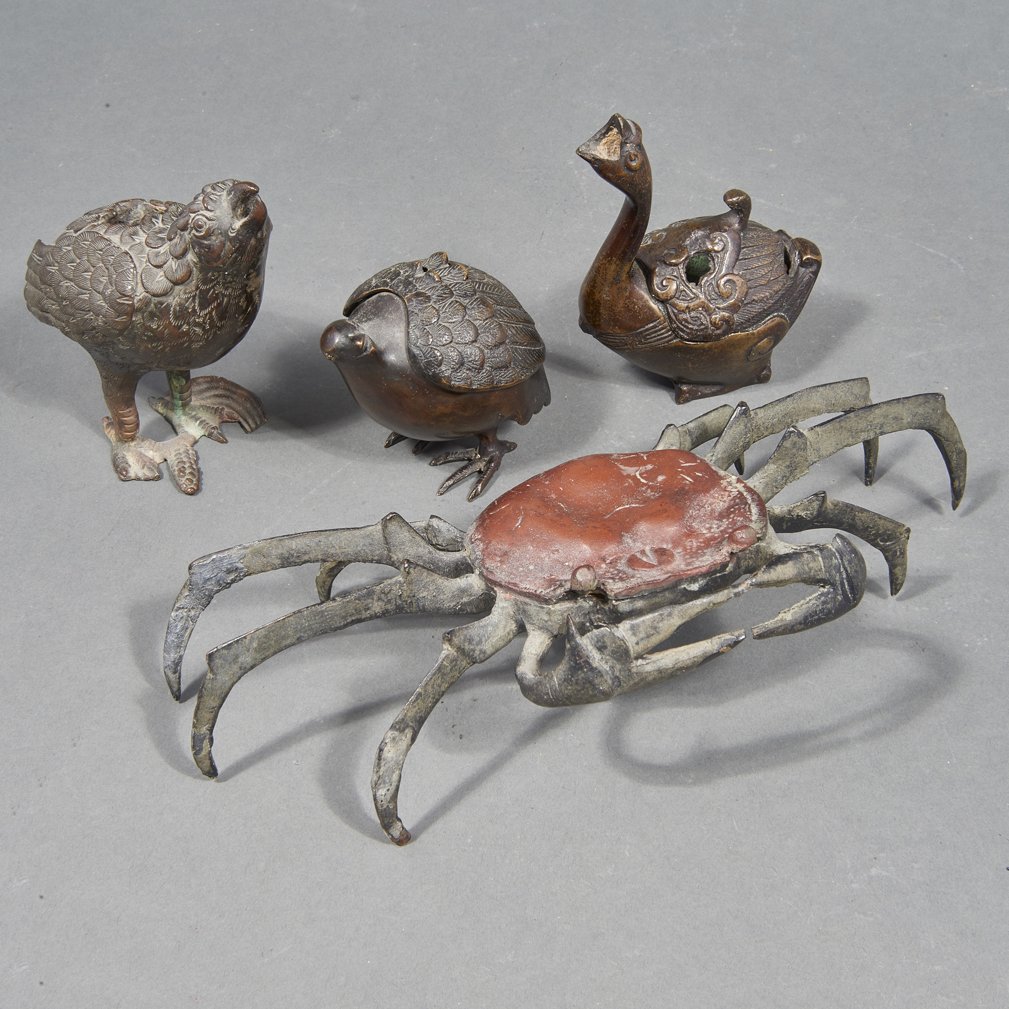 (LOT OF 4) JAPANESE BRONZE ANIMAL