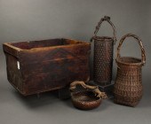 (LOT OF 4) JAPANESE WOVEN BAMB