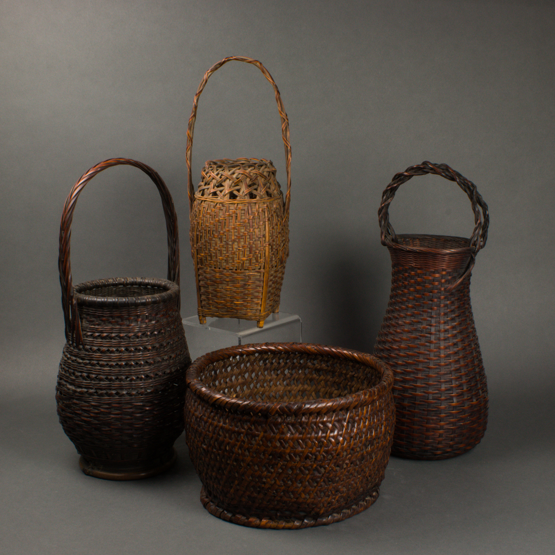 (LOT OF 4) JAPANESE WOVEN BAMBOO