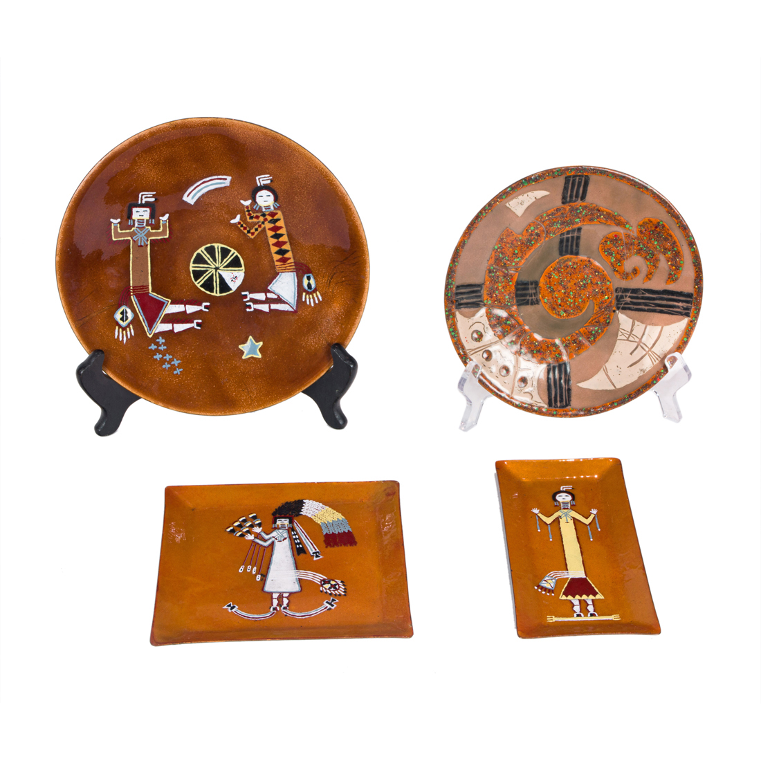 (LOT OF 4) MID CENTURY ENAMEL ON