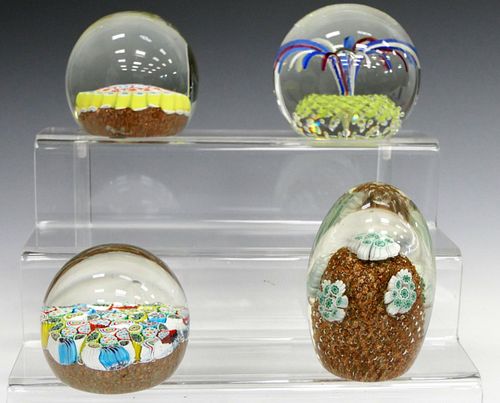 LOT OF 4 MILLEFIORE GLASS BLOWN