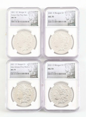 LOT OF 4: MORGAN DOLLAR COINS,