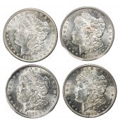 (LOT OF 4) MORGAN SILVER DOLLA