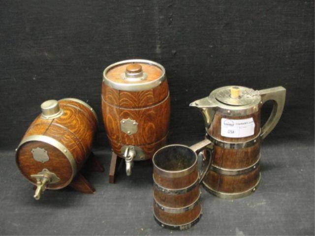 Lot of 4 Oak Pieces. 2 barrels with