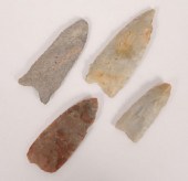 Lot of 4 Paleo points.  Larges