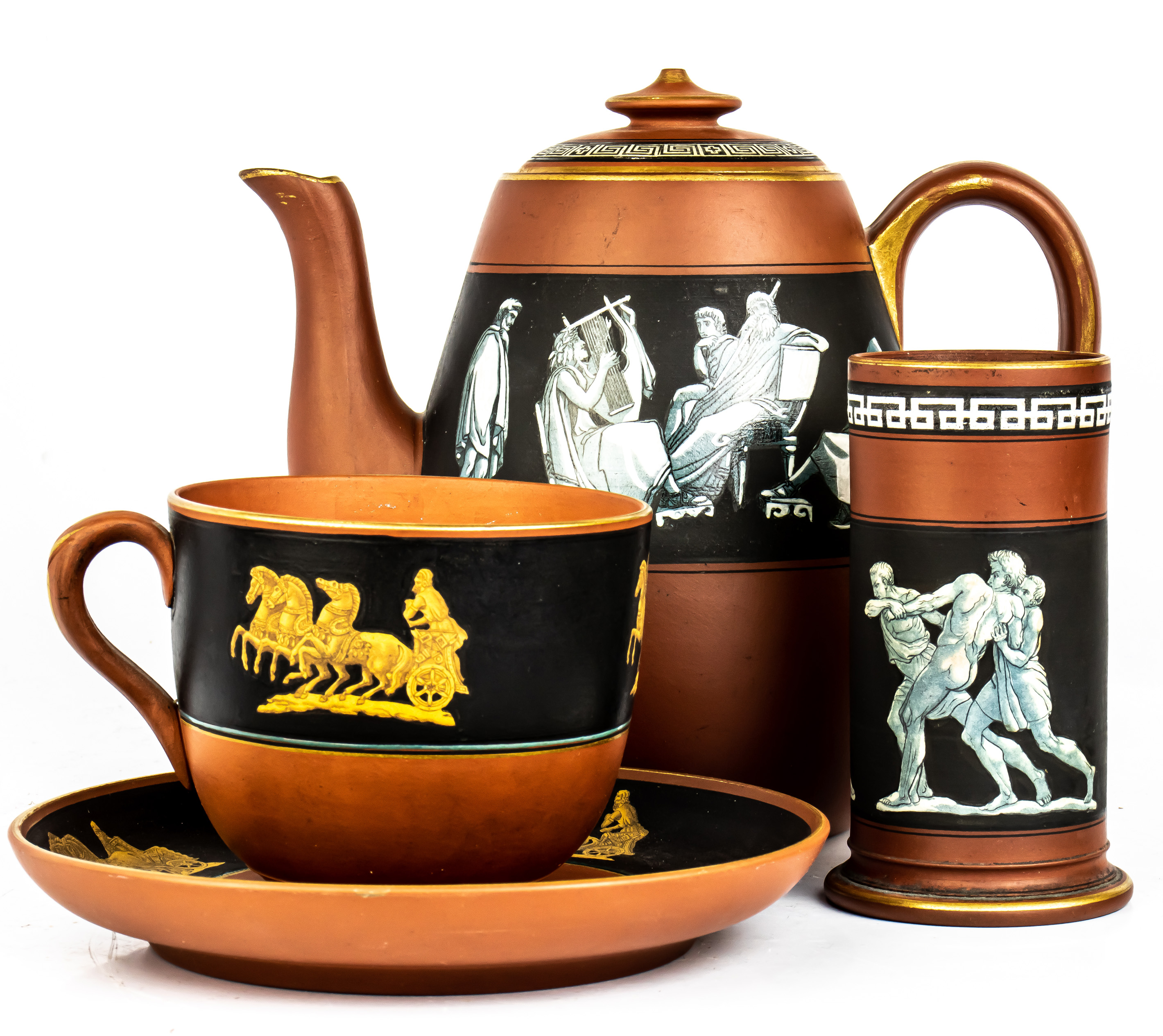 (LOT OF 4) PRATT TYPE TERRACOTTA