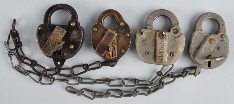Lot of 4: Railroad Locks. 