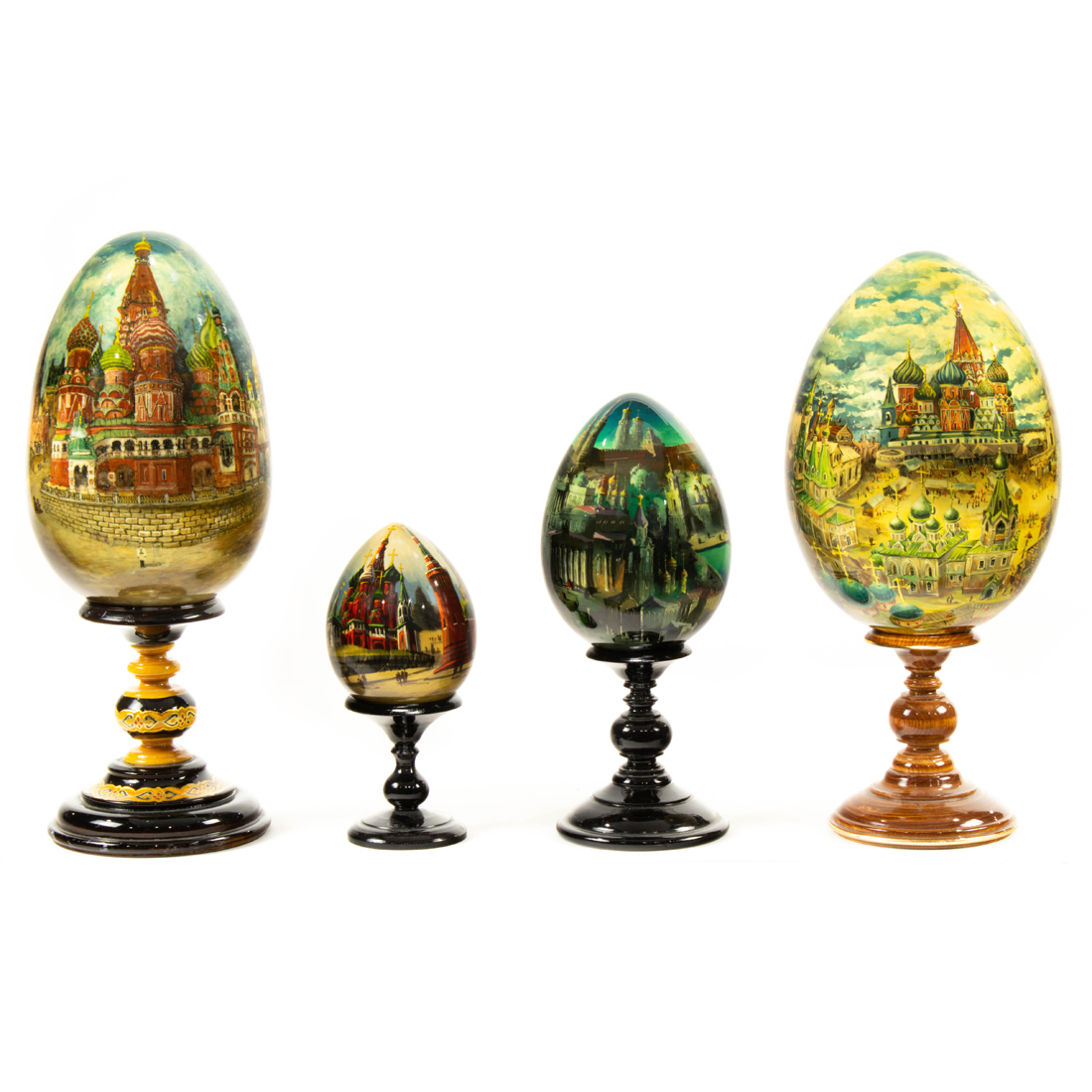 (LOT OF 4) RUSSIAN LACQUER EGGS