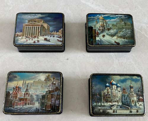 LOT OF 4 RUSSIAN SOUVENIR LACQUER