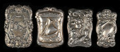 LOT OF 4: SILVER MATCH SAFES<b