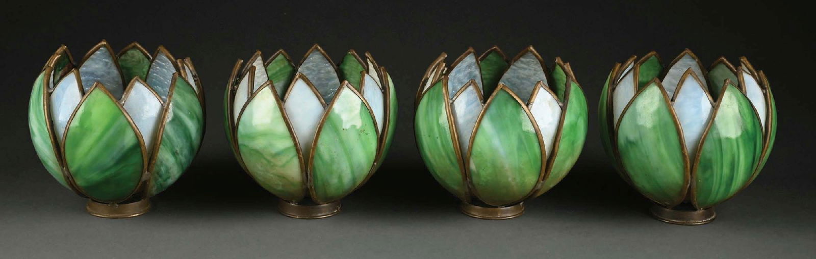 LOT OF 4: SLAG GLASS TULIP
