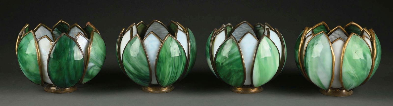 LOT OF 4: SLAG GLASS TULIP