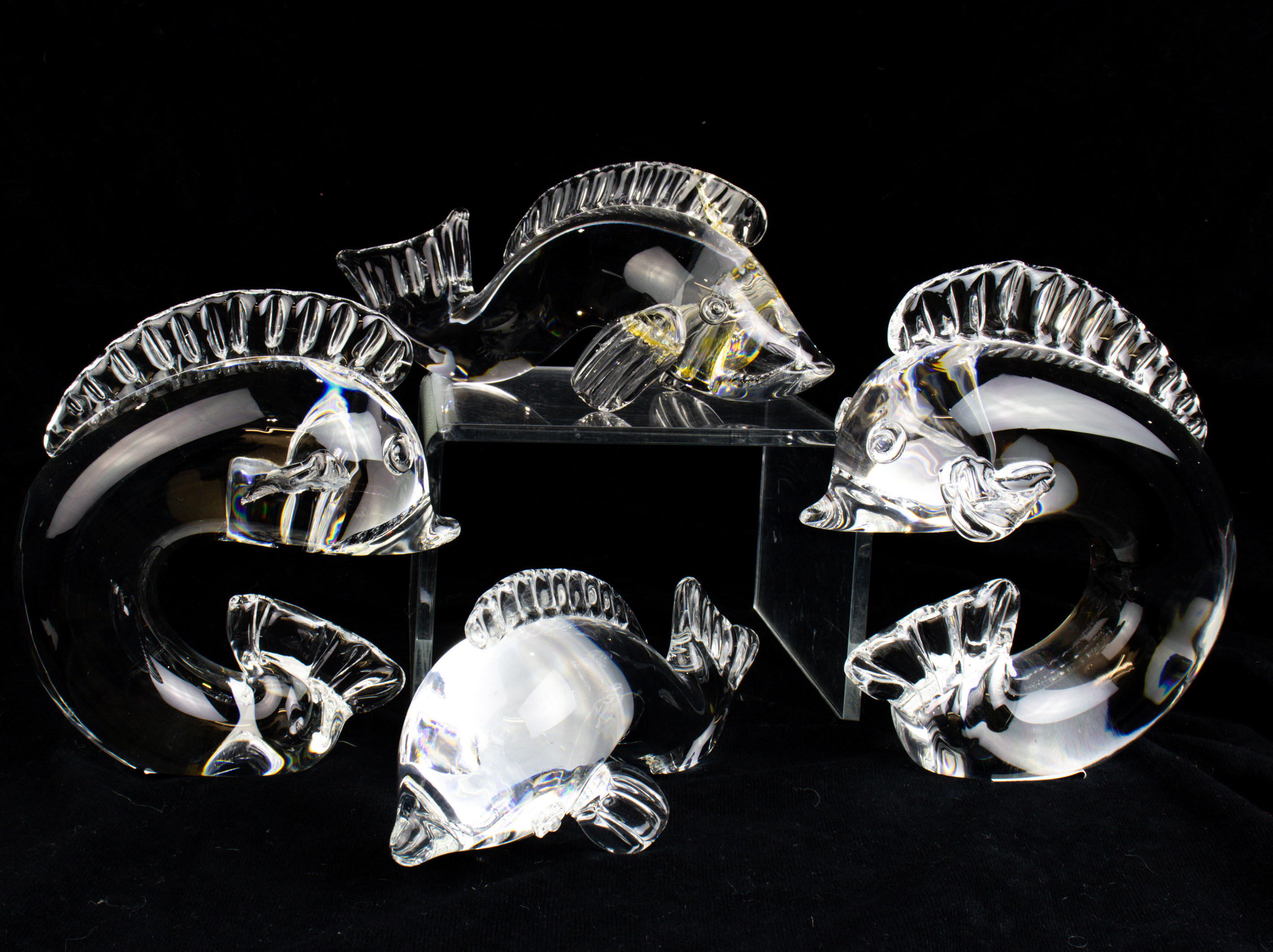 (LOT OF 4) STEUBEN GLASS DOLPHINS