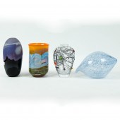 (LOT OF 4) STUDIO ART GLASS VA