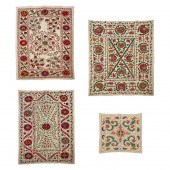 (LOT OF 4) SUZANI EMBROIDERED