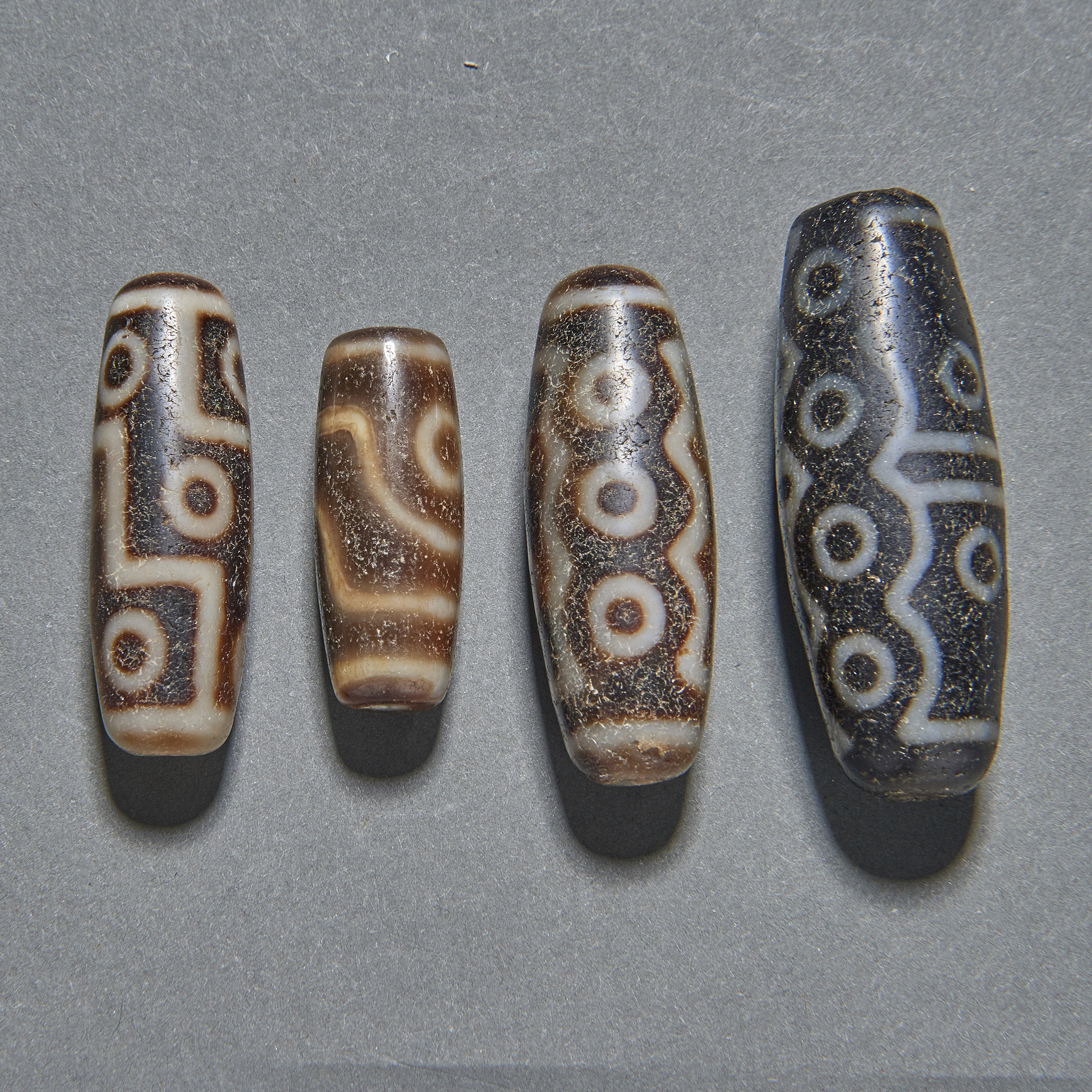 (LOT OF 4) TIBETAN STYLE DZI