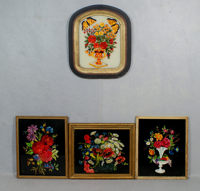 Lot of 4 tinsel pictures to