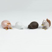 (LOT OF 4) TWO MEISSEN HEDGEHO