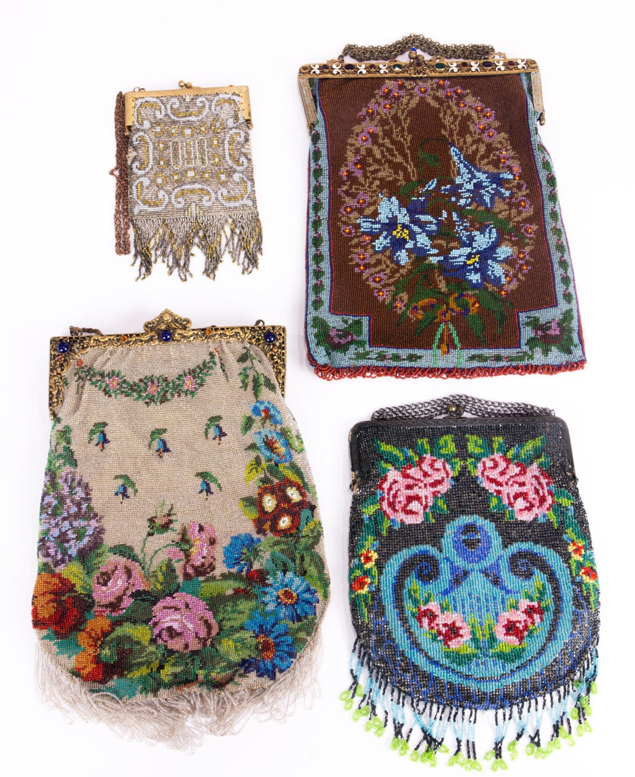 (LOT OF 4) VINTAGE BEADED EVENING