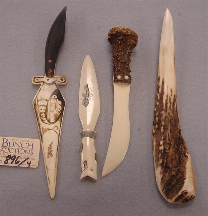 Lot of 4 vintage horn or bone