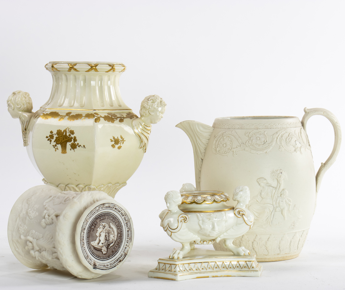 (LOT OF 4) WEDGWOOD CREAMWARE URN